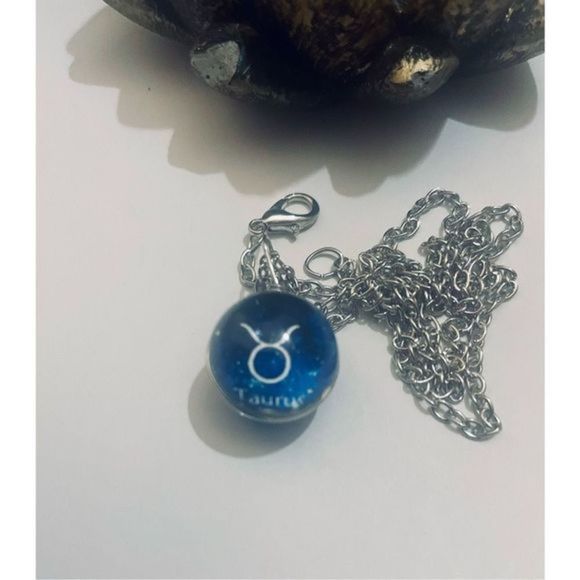 TAURUS BLUE GLOBE ZODIAC STAR SIGN NECKLACE - Picture 1 of 11
